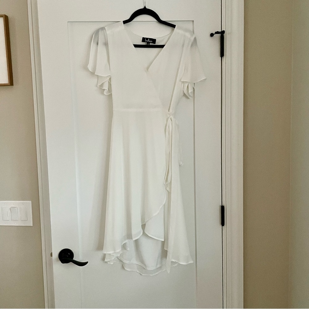 Rise to the Occasion White Midi Wrap Dress LuLu’s